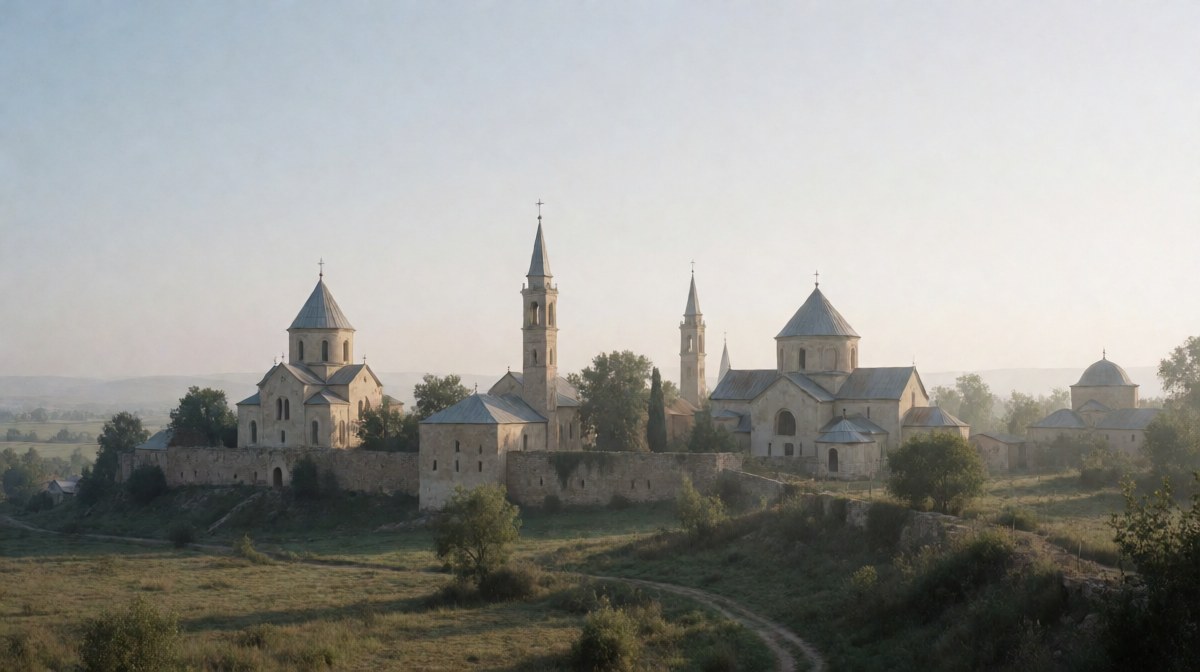 Chrześcijanie przy klasztorze Mar Girgis pod Mosulem podczas dyskusji o ziemi