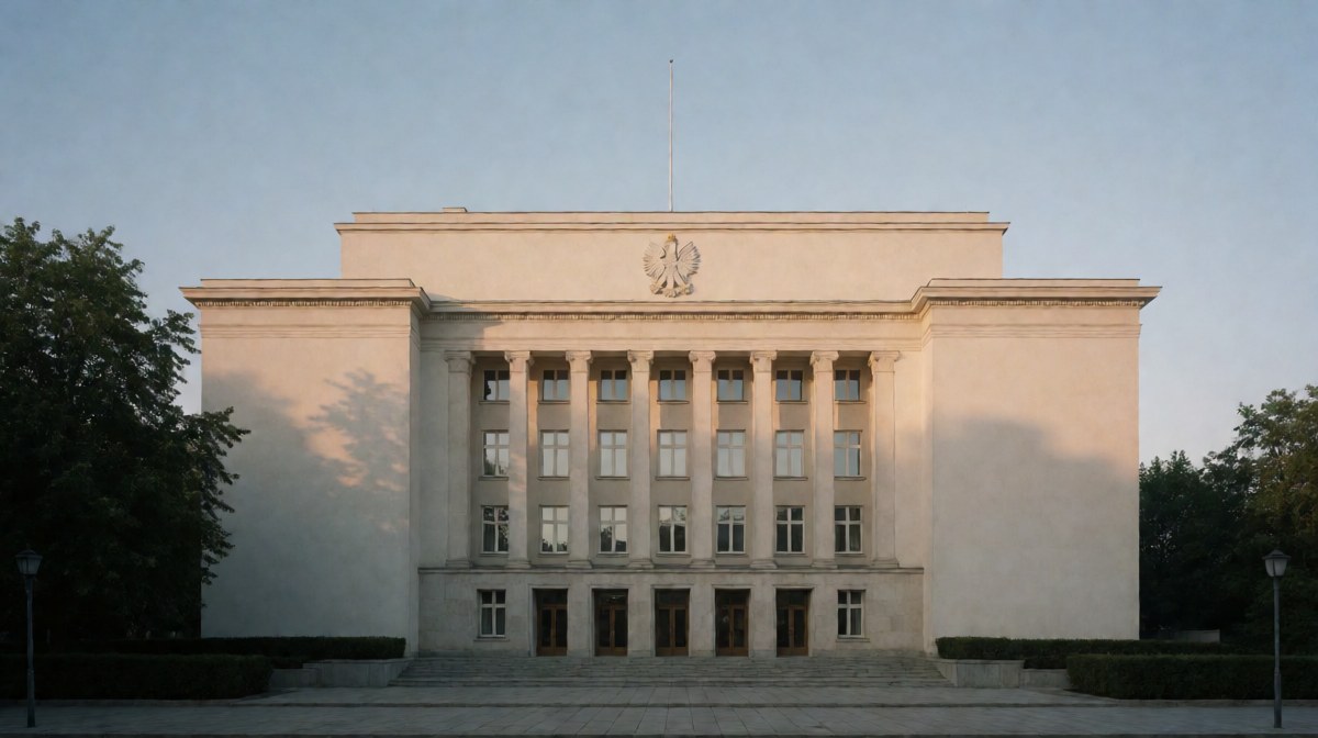 Amerykański gmach sądu federalnego z widocznymi środkami ochrony