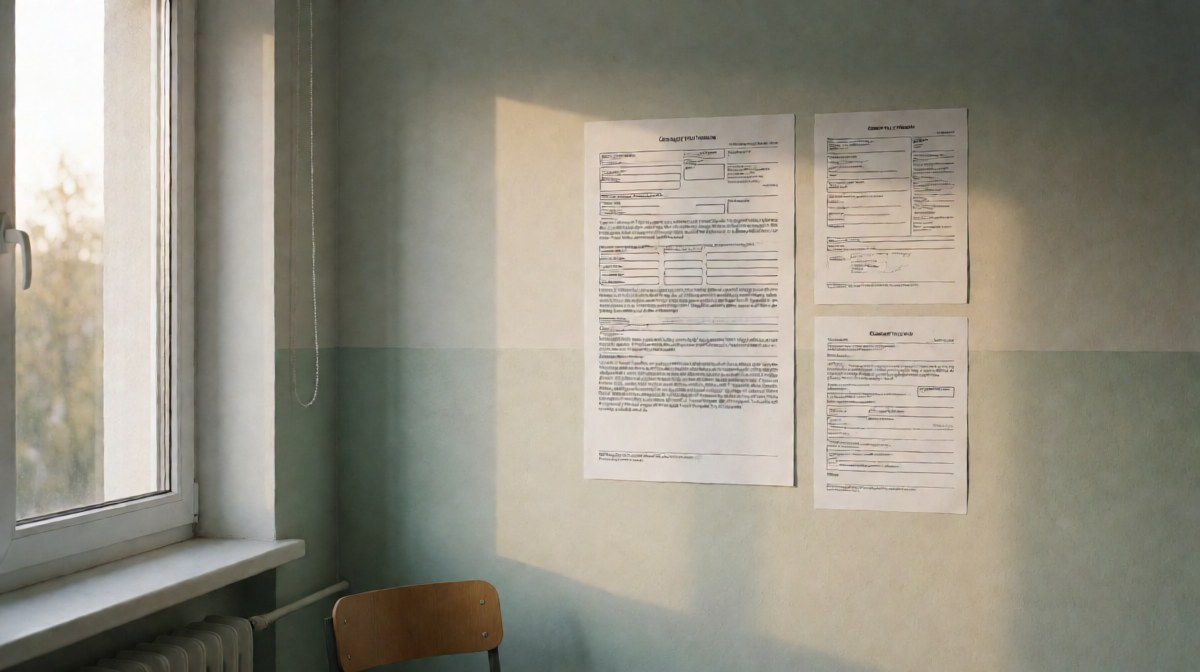Pusta sala szpitalna z otwartą Biblią na stoliku przy łóżku pacjenta