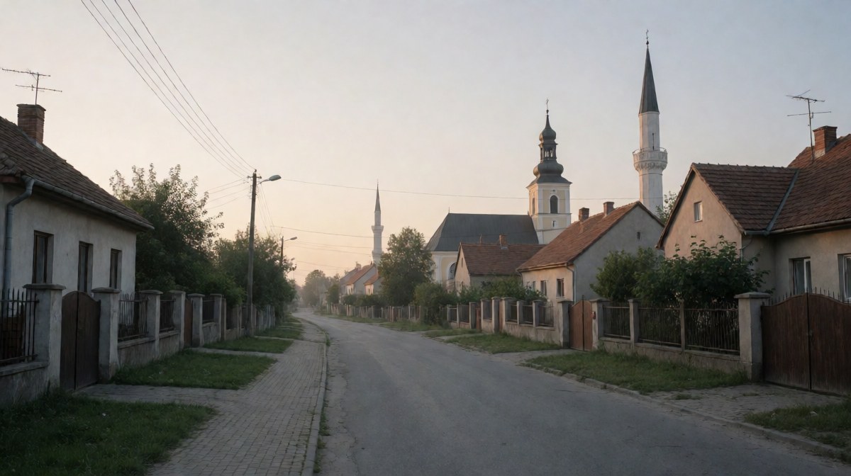Puste wiejskie ulice o świcie symbolizujące powrót do domu po zagrożeniu
