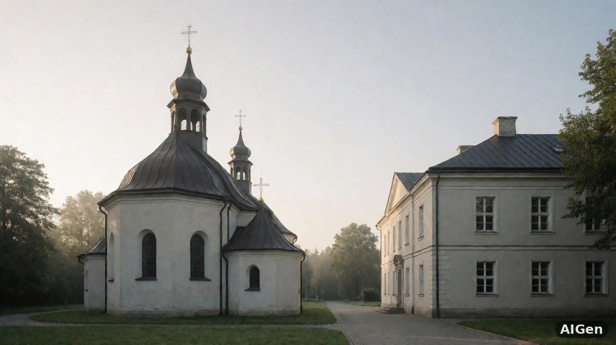 Amerykańska sala sądowa z ławą sędziowską i pustymi ławkami dla publiczności