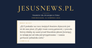 JesusNews.pl — Słowo na dziś, Poniedziałek, 31 sierpnia 2026: 2 Kor 9:1-15