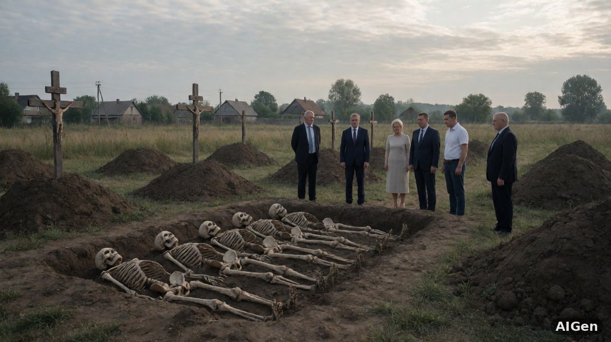 Pochówek 55 ofiar zbrodni wołyńskiej w Ostrówkach