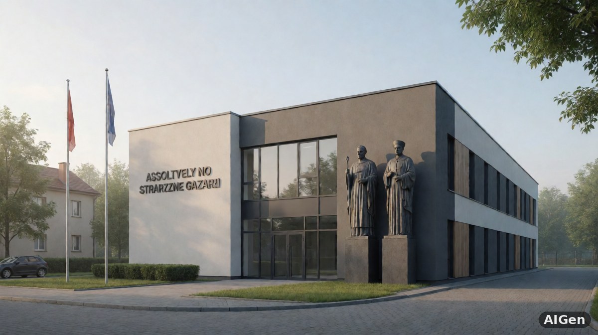 Fasada nowoczesnego budynku służb publicznych w Quincy bez planowanych posągów