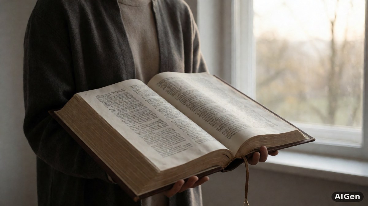 Starożytny rękopis Biblii otwarty na kartach Księgi Wyjścia w cichej sali biblioteki kościelnej
