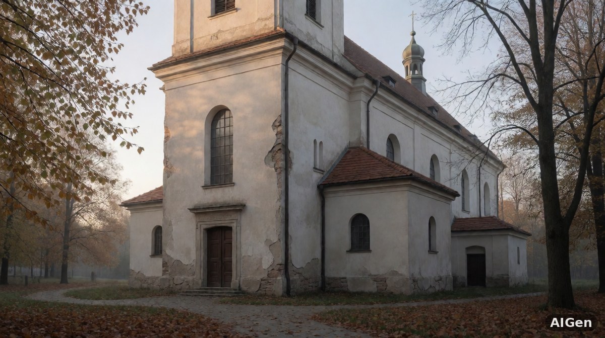 Puste ławki w historycznym kościele episkopalnym w Stanach Zjednoczonych